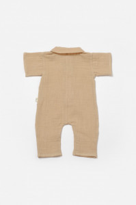 Salopeta cu maneca scurta si nasturei Sheep, 100% bumbac - Apricot, BabyCosy