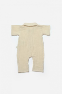 Salopeta cu maneca scurta si nasturei Sheep, 100% bumbac - Stone, BabyCosy