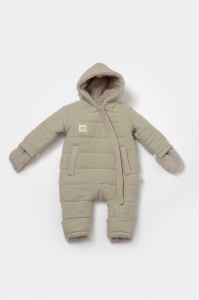 Salopeta de iarna pentru bebelusi, Winter muselin, 100% bumbac - Verde, BabyCosy