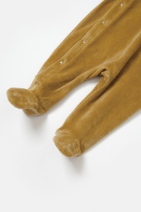 Salopeta Elefant cu maneca lunga si botosei din 80%bumbac organic si 20% poliester - Mustar, BabyCosy