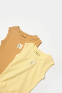 Set 2 body-uri fara maneci Bamboo, galben, BabyCosy, 50% bambus+50% bumbac