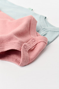 Set 2 body-uri fara maneci bebe unisex din bumbac organic si modal - Mint/Rose, Baby Cosy
