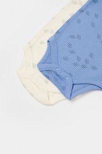 Set 2 body-uri Printed, BabyCosy, 50% modal+50% bumbac, Ecru/Lavanda