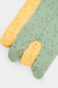 Set 2 salopete lungi Printed, BabyCosy, 50% modal+50% bumbac, Lamaie/Verde