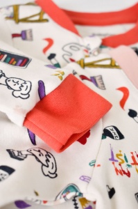 Set 2 salopetele cu maneca lunga si panataloni lungi cu fermoar - 100%bumbac organic - Portocaliu si Pudra, Baby Cosy