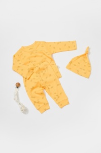 Set 3 piese:bluza, pantaloni si caciulita Printed, BabyCosy, 50% modal+50% bumbac, Lamaie