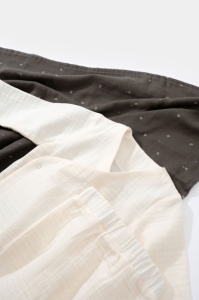 Set bluzita petrecuta si panataloni lungi din muselina, Baby Cosy, 100% bumbac organic, Ecru