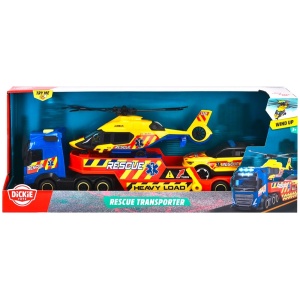 Set Dickie Toys Rescue Transporter 40 cm cu camion, masina, elicopter si accesorii - Img 20