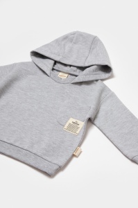 Set hanorac cu gluga si pantaloni, Two thread, 100%bumbac organic - Gri, BabyCosy