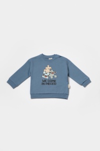Set hanorac si pantaloni, Two thread, 100%bumbac organic - Indigo, BabyCosy