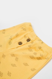 Set tricou cu pantaloni Printed, galben, BabyCosy, 50%bumbac+50% modal