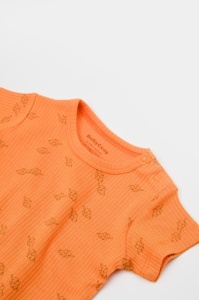 Set tricou cu pantaloni Printed, portocaliu, BabyCosy, 50%bumbac+50% modal