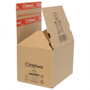 Cutie Carton cu Autoformare FitBox, 375x275x300mm, Autoadeziv, Banda Desigilare, Natur