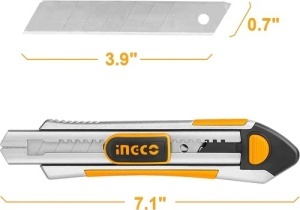 Cutter din Aluminiu, Maner Ergonomic Cauciucat, 6 Lame Snap-off 18x100mm, SK5