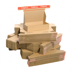 Cutie Carton cu Autoformare AutoBox, 260x130x60mm, Autoadeziv, Banda Desigilare, Natur