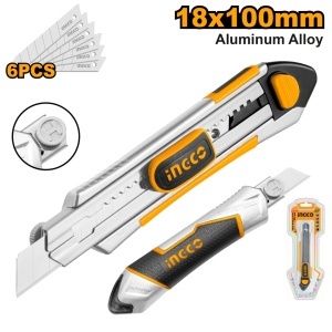 Cutter din Aluminiu, Maner Ergonomic Cauciucat, 6 Lame Snap-off 18x100mm, SK5