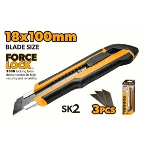 Cutter Utilitar Retractabil, Corp Cauciucat, 18x100mm, 3 Lame SK2, Portocaliu