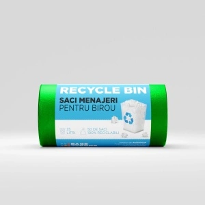 Saci menajeri 35L verde 50 saci/rola - Recycle Bin