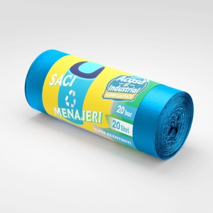 Saci menajeri HDPE 20 L, albaștri, 20 buc./rolă – Acasă și Industrial