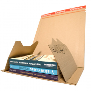 Cutie Carton Carti BookBox, 270x190x80mm, Autoadeziv, Banda Desigilare, Natur
