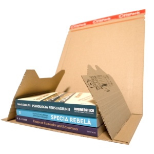 Cutie Carton Carti BookBox, 380x290x80mm, Autoadeziv, Banda Desigilare, Natur