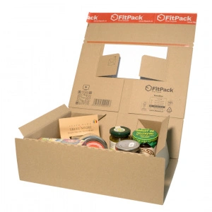 Cutie Carton cu Autoformare EuroBox, 230x166x90mm, Autoadeziv, Banda Desigilare, Natur