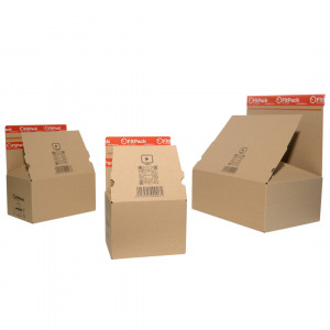 Cutie Carton cu Autoformare FitBox, 375x275x150mm, Autoadeziv, Banda Desigilare, Natur
