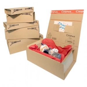 Cutie Carton cu Autoformare EuroBox, 215x155x43mm, Autoadeziv, Banda Desigilare, Natur