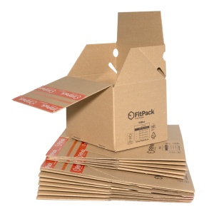 Cutie Carton cu Autoformare FitBox, 215x145x115mm, Autoadeziv, Banda Desigilare, Natur
