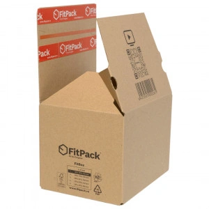 Cutie Carton cu Autoformare FitBox, 375x275x150mm, Autoadeziv, Banda Desigilare, Natur