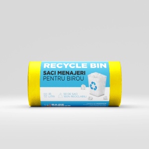 Saci menajeri 35L galbeni 50 saci/rola - Recycle Bin