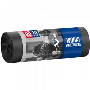 Saci Menajeri, Ultrarezistenti, 60 Litri, 10buc/Rola, Negru