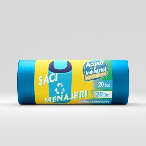 Saci menajeri HDPE 20 L, albaștri, 20 buc./rolă – Acasă și Industrial