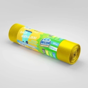 Saci menajeri rLDPE 240 L, galbeni, 10 buc./rolă – Acasă și Industrial