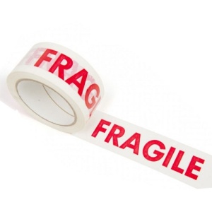 Banda Adeziva FRAGIL, 48mm/60 Metri, Alb/Rosu