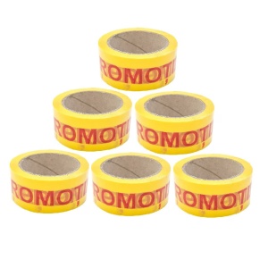 Set 6 bucati Banda Adeziva PROMOTIE, Silentioasa, 48mm/60 Metri, Rosu/Galben
