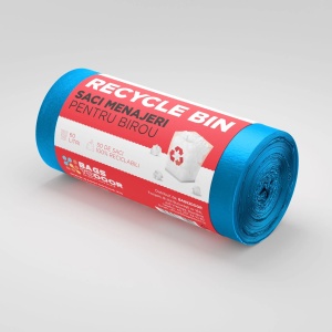 Saci menajeri 60L albaștri 50 saci/rola - Recycle Bin