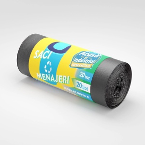 Saci menajeri HDPE 20 L, negri, 20 buc./rolă – Acasă și Industrial