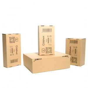 Cutie Carton cu Autoformare AutoBox, 300x240x100mm, Autoadeziv, Banda Desigilare, Natur