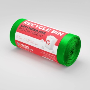 Saci menajeri 60L verzi 50 saci/rola - Recycle Bin