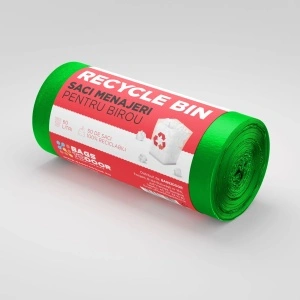 Saci menajeri 60L verzi 50 saci/rola - Recycle Bin
