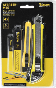Set 2 Cuttere din ABS + 6 Rezerve Lame din Otel, Negru/Galben