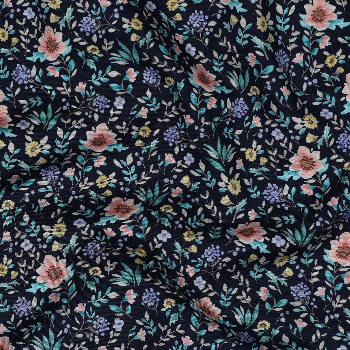 Poplin premium digital - Garden Flowers Navy
