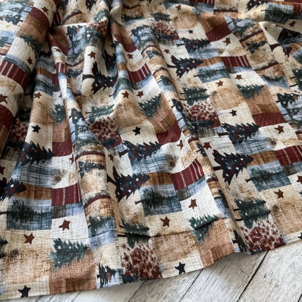 Material Craciun Poplin - Christmas Vintage Patch