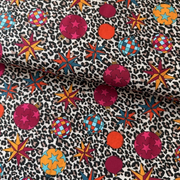 Material Craciun Poplin - Funky Globes
