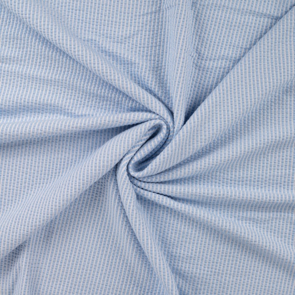 Jerse elastic gofrat Seersucker cu dungi - Lisa Baby Blue