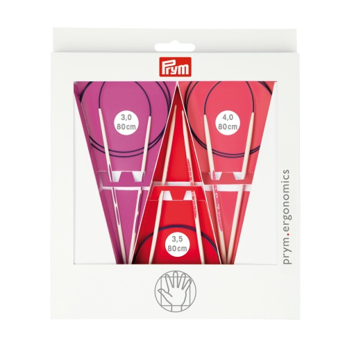 Set de 3 andrele circulare Prym Ergonomics 80 cm, 3 - 4 mm