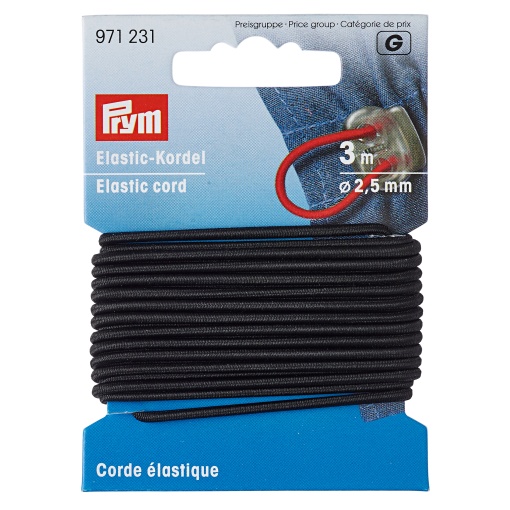 Elastic tip snur negru - pachet 3 m