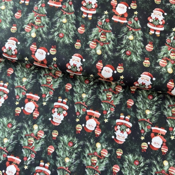 Material Craciun Poplin - Vintage Santa Claus