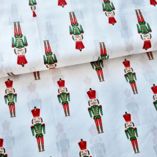 Material Craciun Poplin - Foil Nutcracker White
